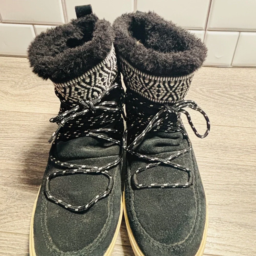 TOMS Women's Black Suede‎ Alpine Ski Boots Size 7.5